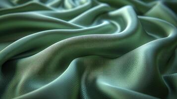 AI generated Green silk fabric background. The luxurious fabric textured is very realistic and detailed. photo