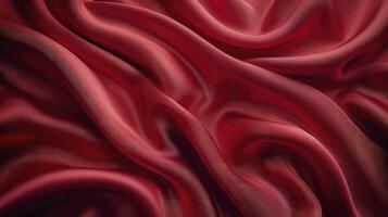 AI generated Red silk fabric background. The luxurious fabric textured is very realistic and detailed. photo