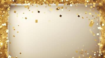 AI generated an empty space decorated with falling gold confetti, a splendor of luxury. photo