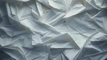 AI generated White crumpled paper texture background. photo