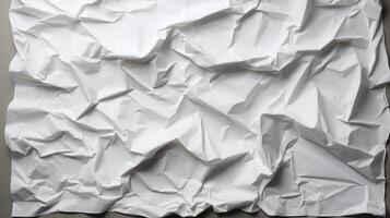 AI generated Glued white paper background. Crumpled texture background. photo