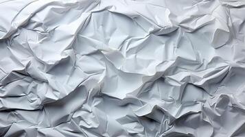 AI generated Glued white paper background. Crumpled texture background. photo