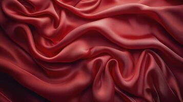 AI generated Red silk fabric background. The luxurious fabric textured is very realistic and detailed. photo