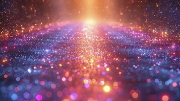 AI generated twinkling diamond light, sparkling purple, gold, and silver colors, luxurious and creative background. photo