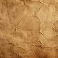 AI generated brown recycled old craft paper texture background. Abstract brown material old vintage page crumpled. photo