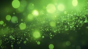 AI generated green lime glow particle abstract bokeh background photorealistic 3d render photo
