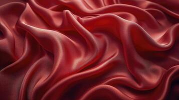 AI generated Red silk fabric background. The luxurious fabric textured is very realistic and detailed. photo