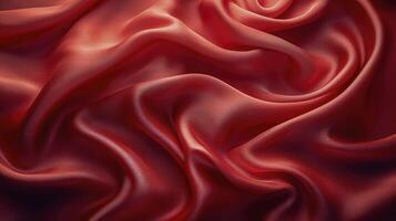 AI generated Red silk fabric background. The luxurious fabric textured is very realistic and detailed. photo