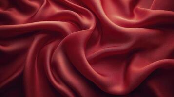 AI generated Red silk fabric background. The luxurious fabric textured is very realistic and detailed. photo