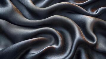 AI generated Black dark silk fabric background. The luxurious fabric textured is very realistic and detailed. photo