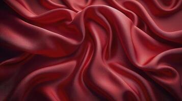 AI generated Red silk fabric background. The luxurious fabric textured is very realistic and detailed. photo