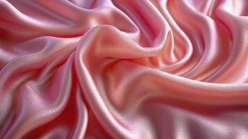 AI generated Pink silk fabric background. The luxurious fabric textured is very realistic and detailed. photo