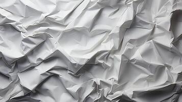 AI generated Glued white paper background. Crumpled texture background. photo