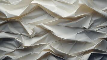 AI generated White crumpled paper texture background. photo