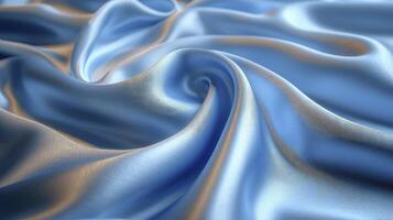 AI generated Blue silk fabric background. The luxurious fabric textured is very realistic and detailed. photo