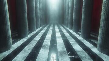 AI generated A scary black and white striped hall. Abstract background. photo