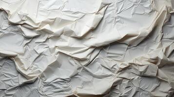 AI generated Glued white paper background. Crumpled texture background. photo