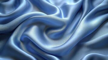 AI generated Blue silk fabric background. The luxurious fabric textured is very realistic and detailed. photo