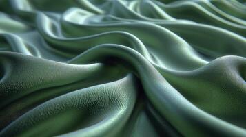 AI generated Green silk fabric background. The luxurious fabric textured is very realistic and detailed. photo