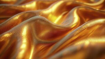 AI generated Golden silk fabric background. The luxurious fabric textured is very realistic and detailed. photo