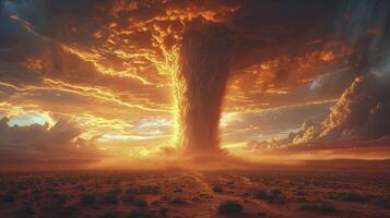 AI generated a sand tornado in the afternoon with the appearance of billowing Haboob clouds photo