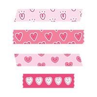 Heart and love cartoon sticker tapes for element, planner and valentine vector