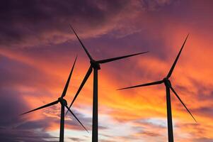 Wind generator turbines in sky photo