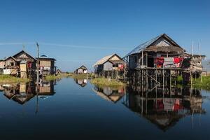 Stilted houses, Inle lakes, Myanmar photo