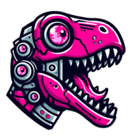 AI generated a pink dinosaur head with a robot head on it png