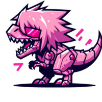 ai gegenereerd een roze dinosaurus met een groot hoofd en een roze staart png