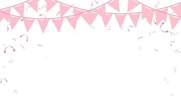 Frame triangle pennants chain and confetti for Valentine party color concept vector