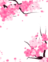 Sweet Valentines Frame with Pink Flowers. Sakura Bloom Border. Cute Floral Falling Petals Background. png