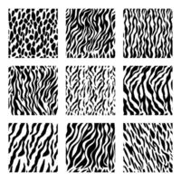 Mammal skin seamless pattern background set element flat design style include of leopard, giraffe and tiger. vector illustration