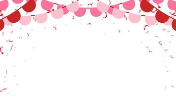 Banner with garland of flags and confetti for valentine, party, birthday, carnival vector illustration