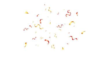 Celebration vector banner background with yellow and red winding ribbons confetti, anniversary, celebration, greeting illustration with fun explosion