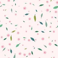 Seamless pattern with daisy flower and leaf on pink background vector illustration