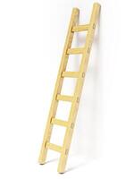Wooden ladder near white wall photo