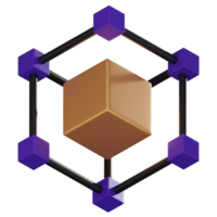 Blockchain technology icon digital network and cryptocurrency 3D render png