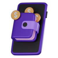 Symbolizing Financial Convenience Money Wallet Icon for Global Financial Access. 3D render png