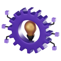 Innovative gear Icon for Business Startup and Idea Management 3d render. png