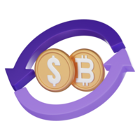 Bitcoin exchange cryptocurrency 3D icons, online trading concept 3D render. png