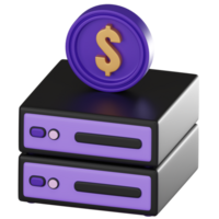 3d icono de banco servidor icono para futurista finanzas. 3d hacer png