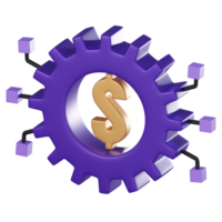 Financial Empowerment Dollar Sign Gear Icon for Financial Management. 3D render. png