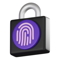 Futuristic Security, 3D Icon of Fingerprint Lock Icon for Digital Access. 3D Render png