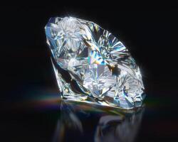 Diamond on black reflective background photo