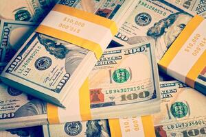 Background of new 100 US dollars 2013 banknotes photo