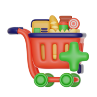 hinzufügen Wagen 3d Symbol Illustration. online Einkaufen 3d Rendern png