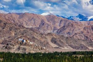 Thiksey gompa Buddhist monastery in Himalayas. photo
