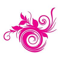 AI generated elegant swirls damask with floral hand draw pink line style element illustration isolated on white background vector