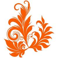 AI generated elegant swirls damask with floral hand draw orange line style element illustration on white background vector